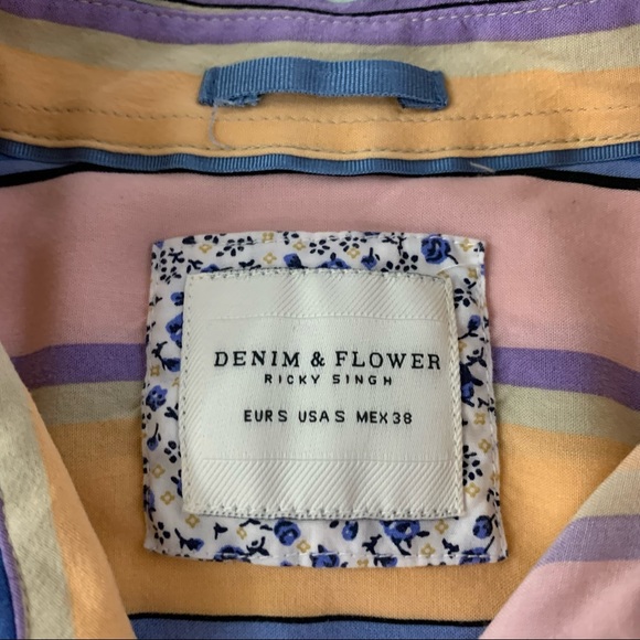 Denim & Flower pastel casual button down Shirt - size Small - Picture 5 of 7